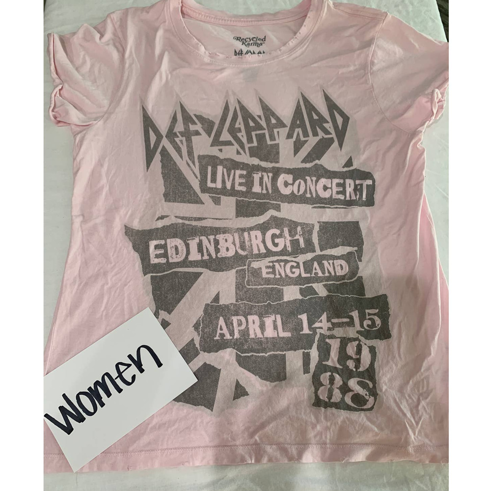 Def Leopard Live in Concert Edinburgh England April 1988 Pink Tshirt Size S